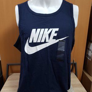 New Nike Men's Futura Icon Sleeveless Tank Top Large Dark Navy Blue White